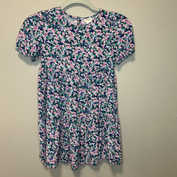 Crewcuts J Crew Girl’s Dress 7 Elastic Sleeves 10” Ruffle Floral Viscose - Picture 1 of 10